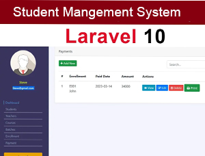 Student Management Project using Laravel 10